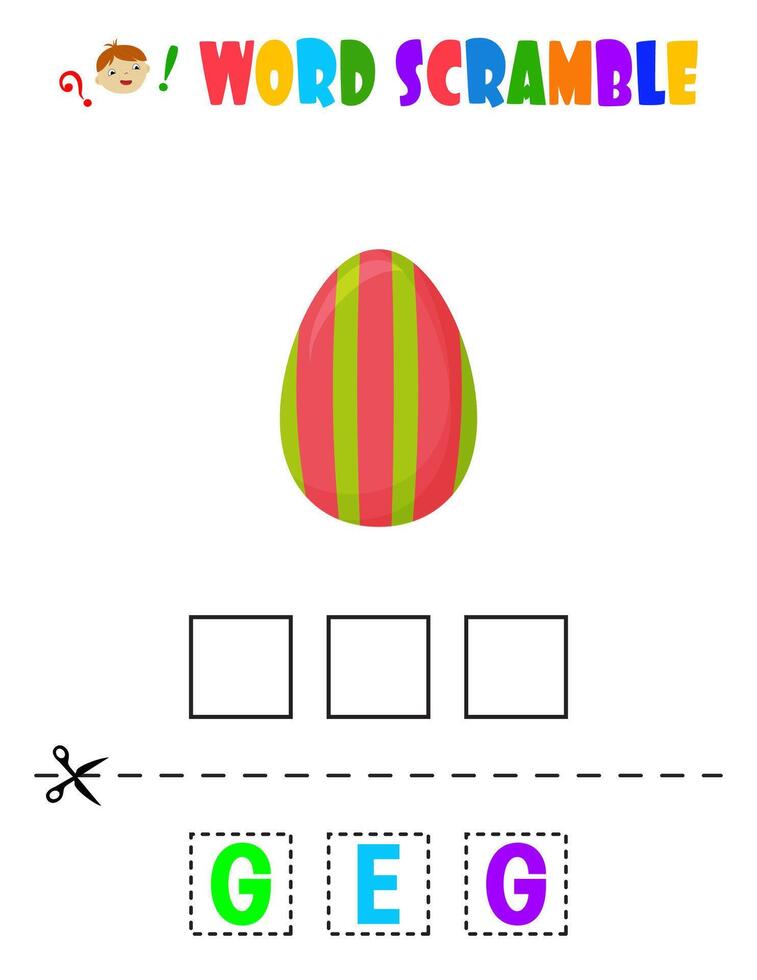 Word scramble. Easter egg. educational sheet for children vector