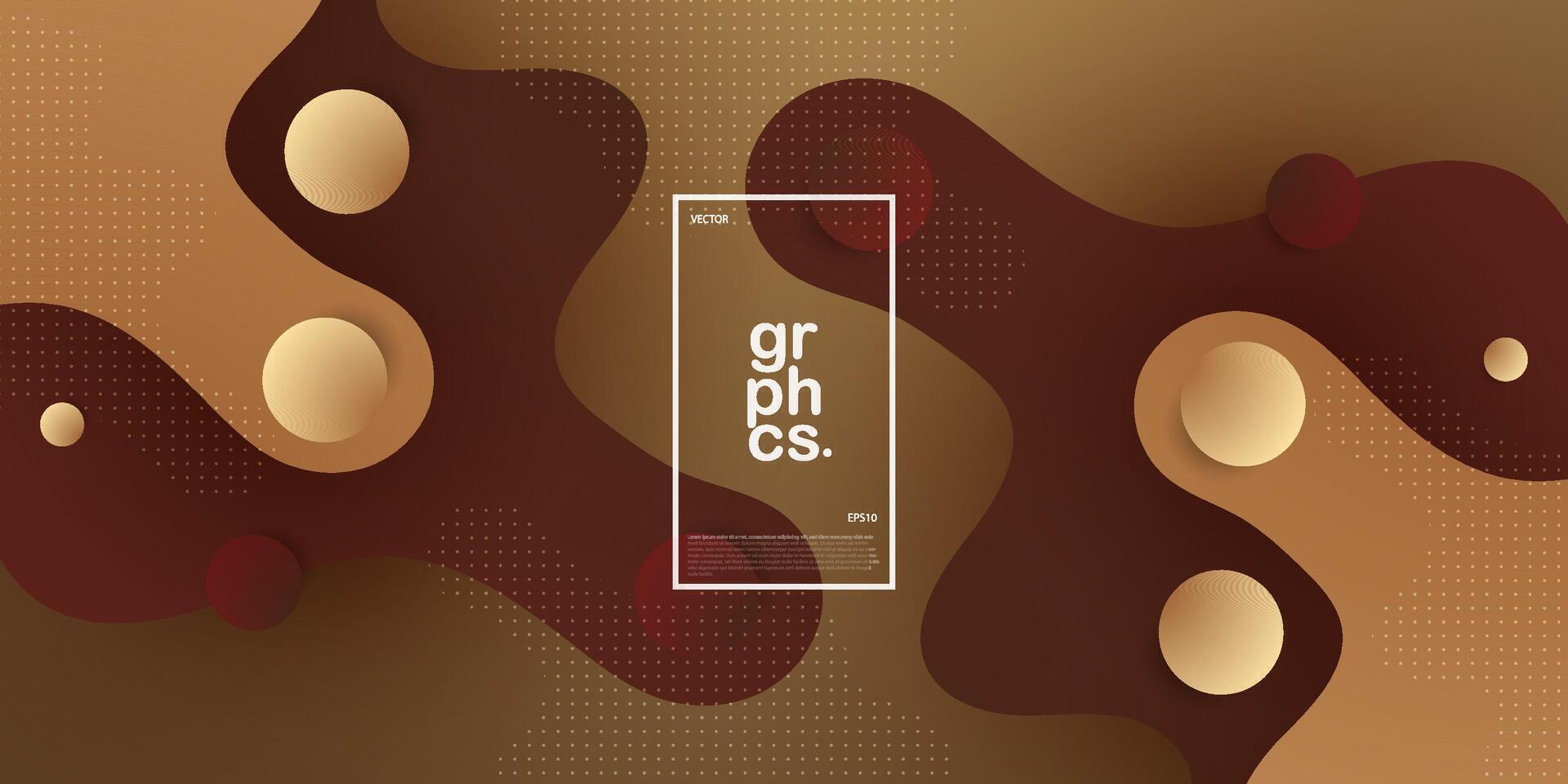 Colorful brown gradient fluid shape on dark brown background. Liquid style vector abstract composition. Eps10 vector