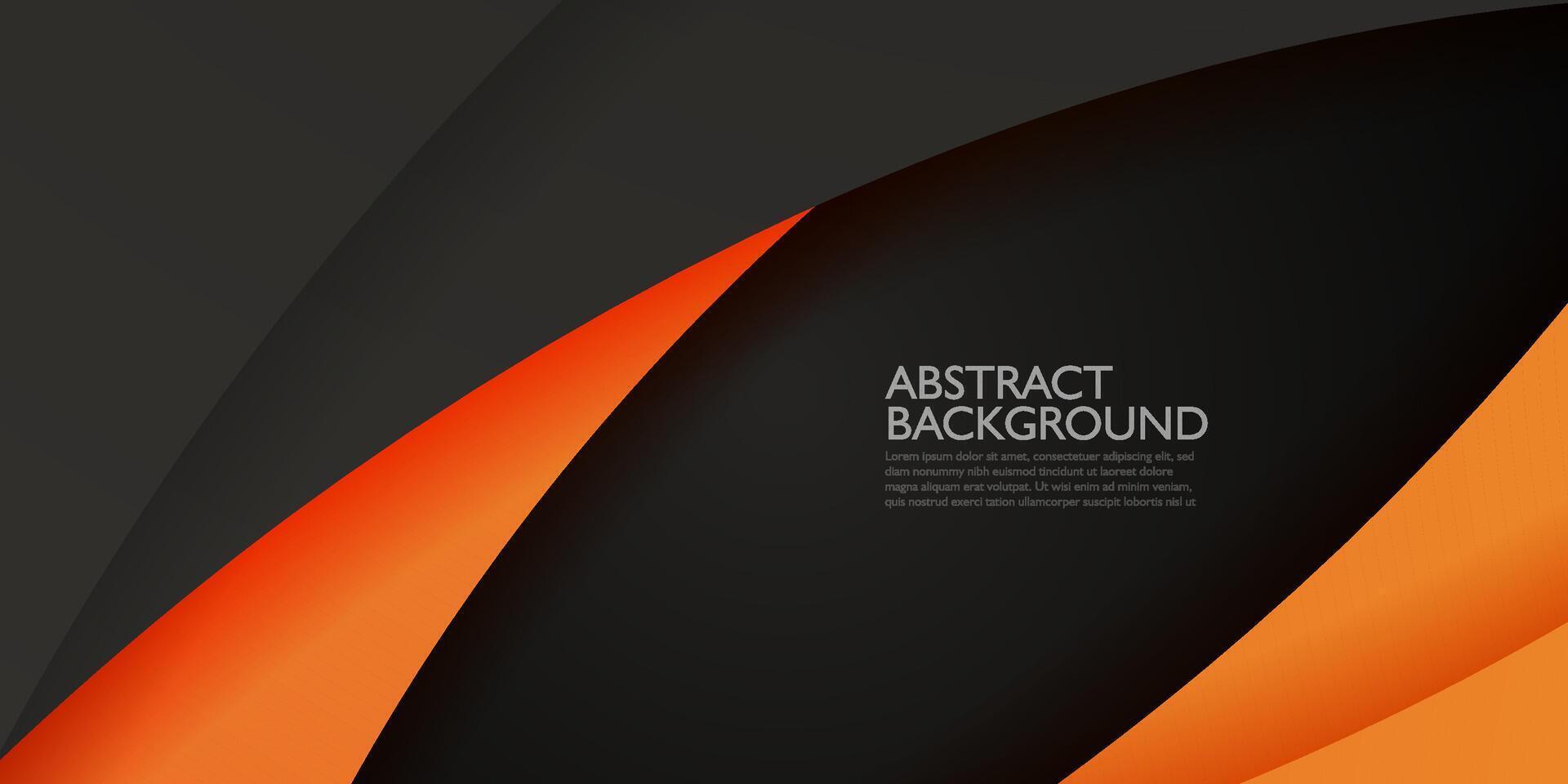 Abstract orange and black papercut curve on geometric background design. Modern overlap futuristic background vector illustration with shadow. Eps10 vector