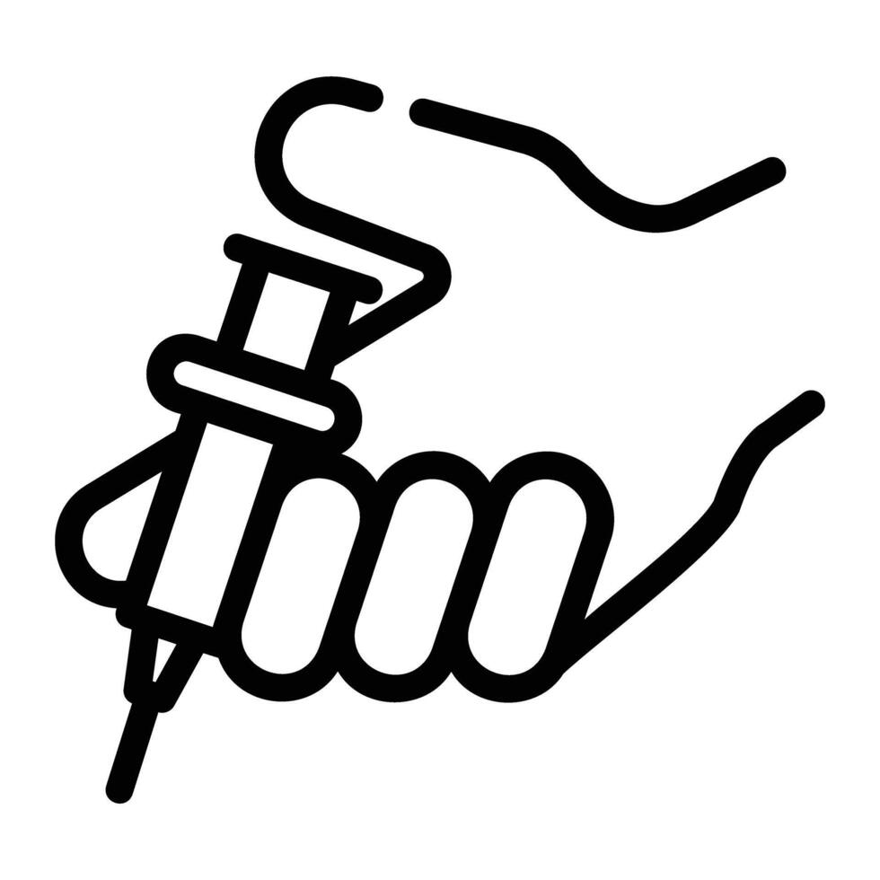 syringe hand Line Icon Background White vector