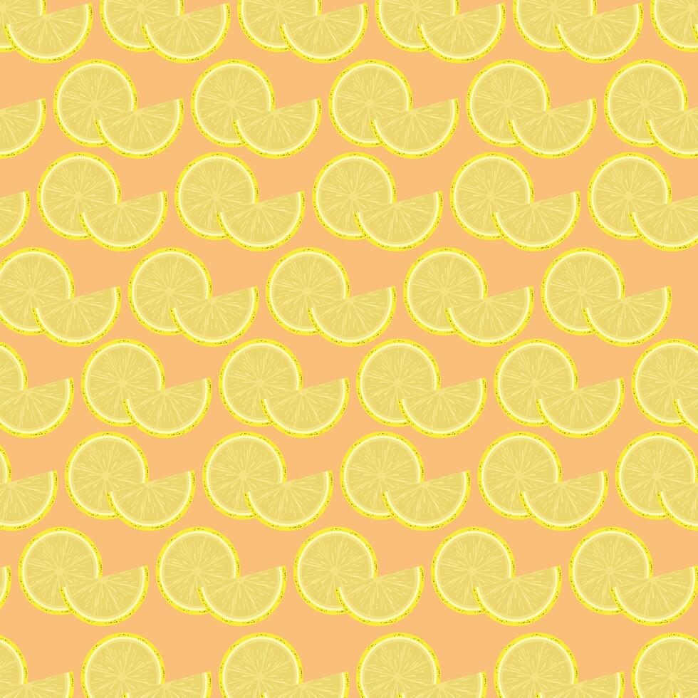 Yellow lemons pieces patteren and lemons cut on isolated background vector