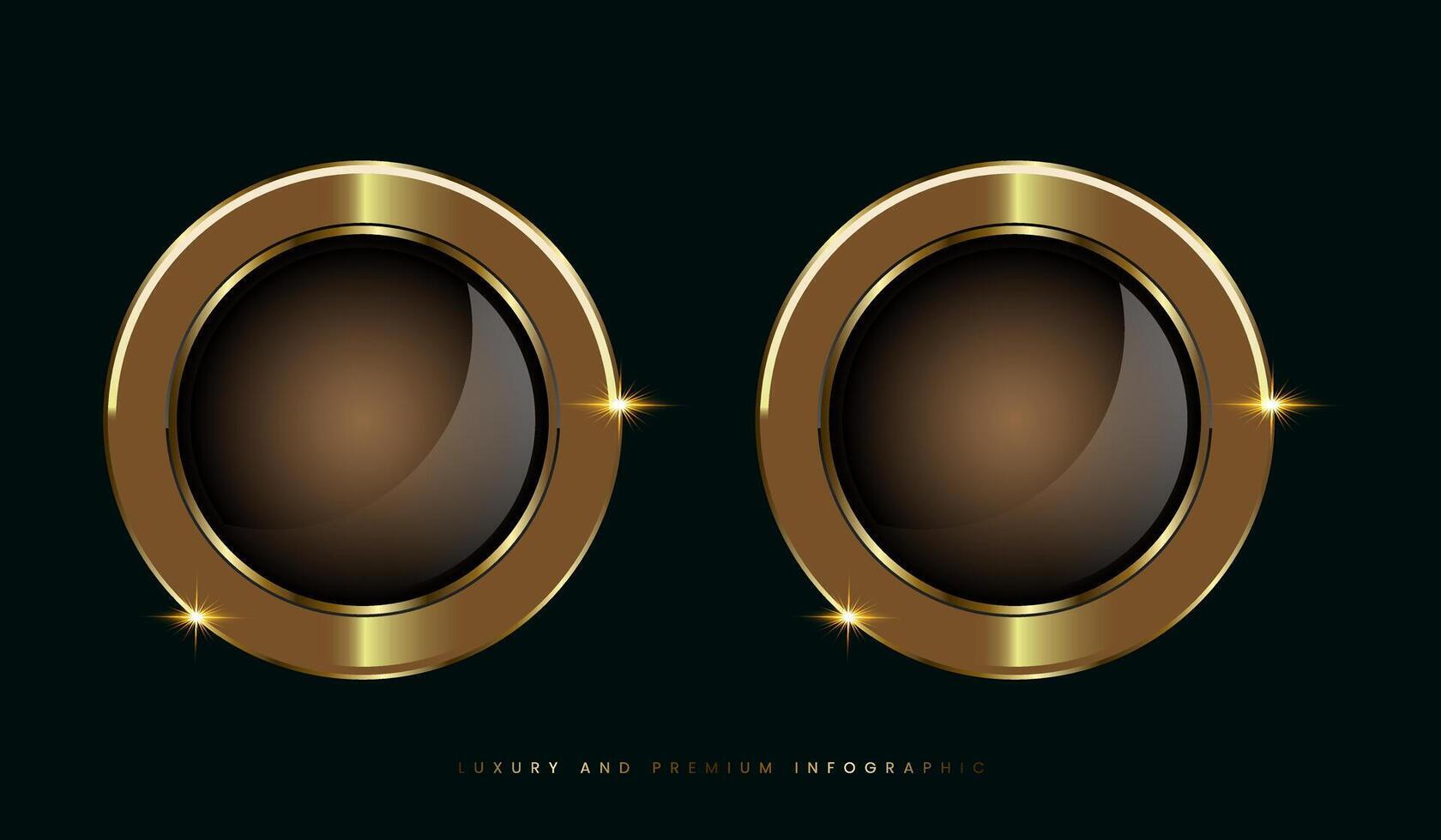 dos lujo y prima dorado insignias y etiqueta, oscuro prima botones, etiquetas parte superior calidad productos vector diseño
