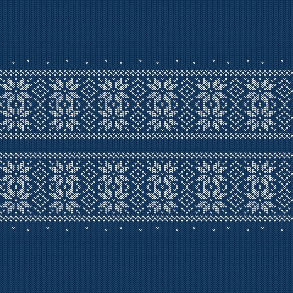 un sin costura tejido de punto modelo vector, y tradicional azul y blanco suéter modelo para invierno suéter isla justa diseño, invierno suéter isla justa diseño vector
