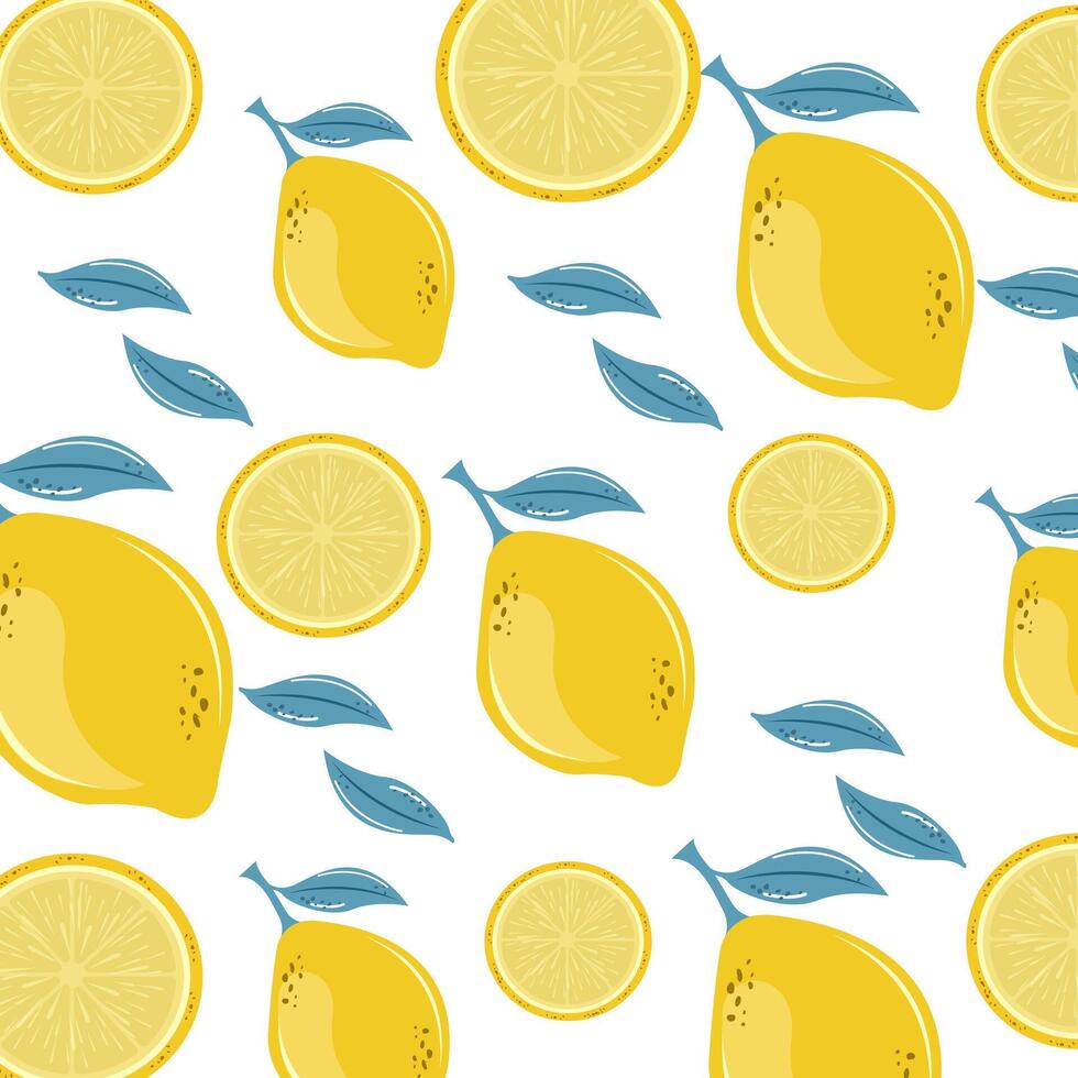 A Seamless pattern of hand drawn lemons. Citrus fruit background. Perfect for textile wallpaper posters vector