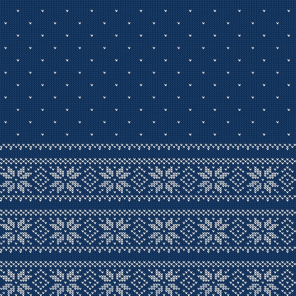 A Traditional Blue and white sweater pattern for Winter Sweater Fairisle Design. A Seamless Knitting Patterndesign in Vector illustration