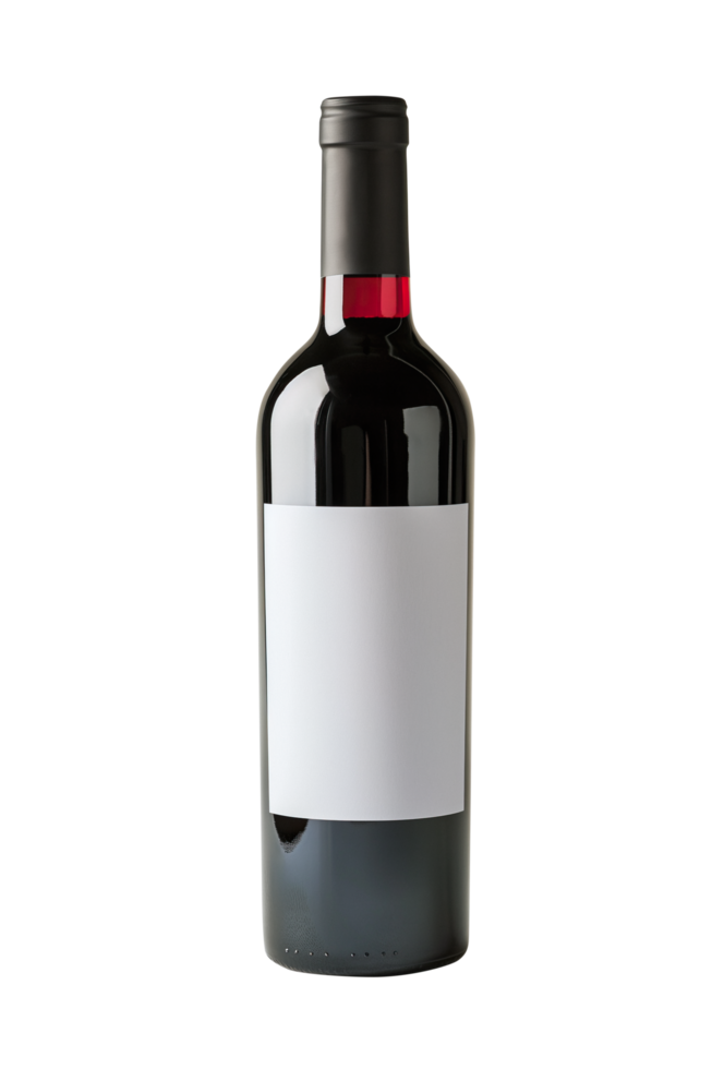 AI generated Black bottle of wine and white label png