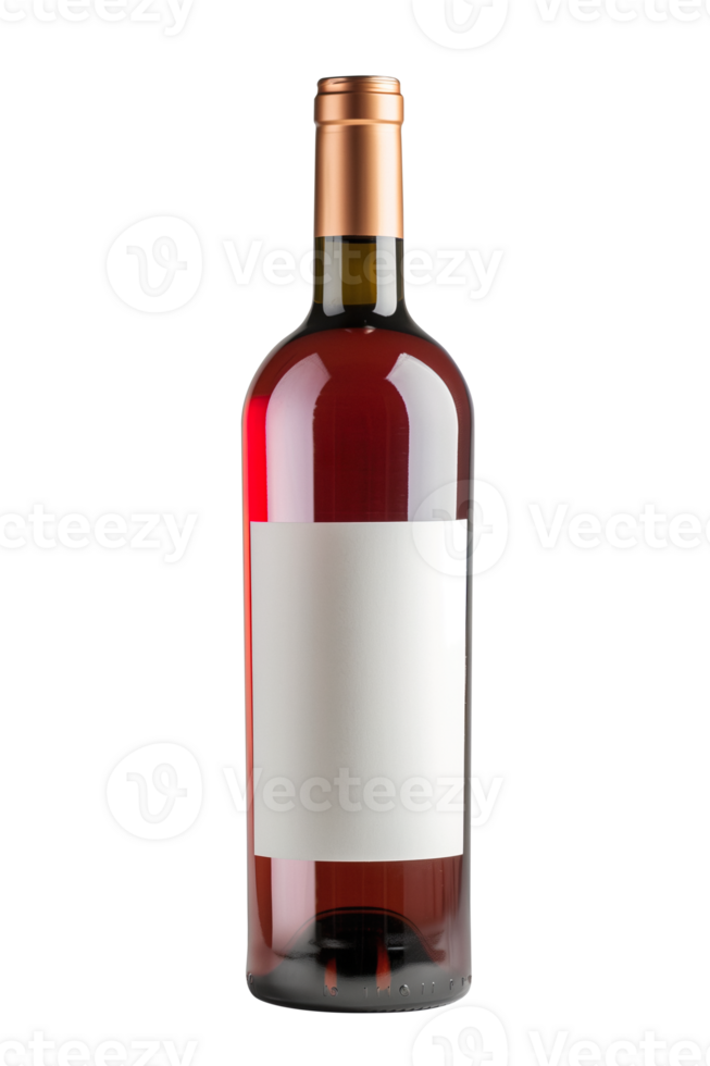 AI generated Glass bottle of red wine with blank label png