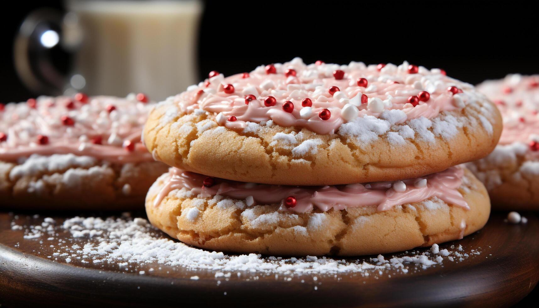 AI generated Homemade dessert sweet, fresh, indulgent, chocolate, strawberry, creamy, tempting generated by AI photo