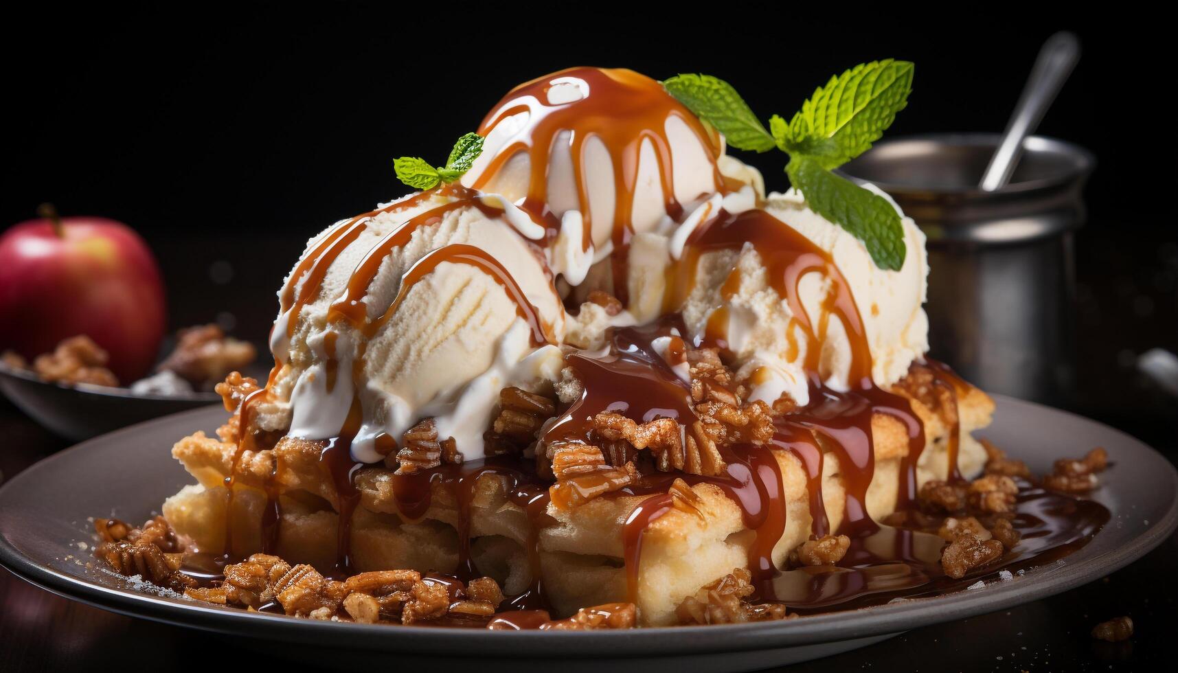 AI generated Freshness and indulgence in a homemade sweet pie dessert generated by AI photo