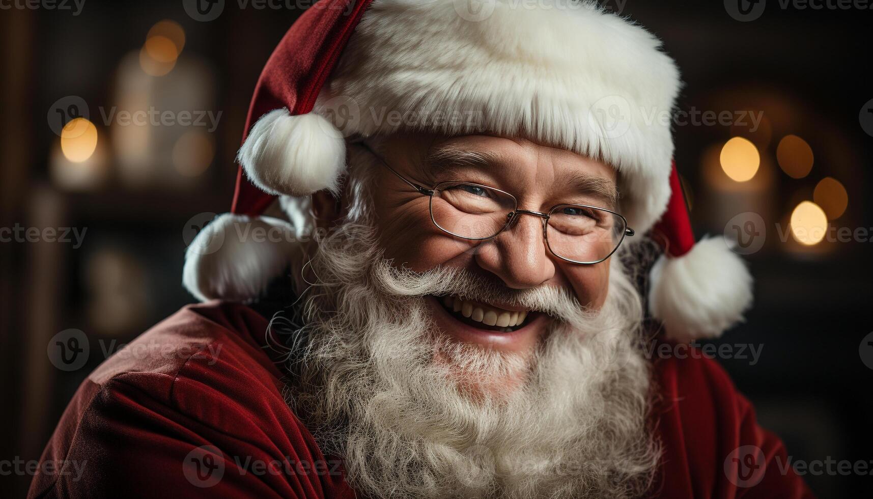 AI generated Smiling senior man celebrates Christmas with joy and humor generated by AI photo