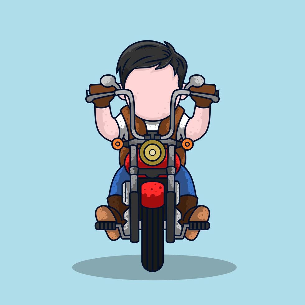 Cute cartoon  biker boy vector illustration.