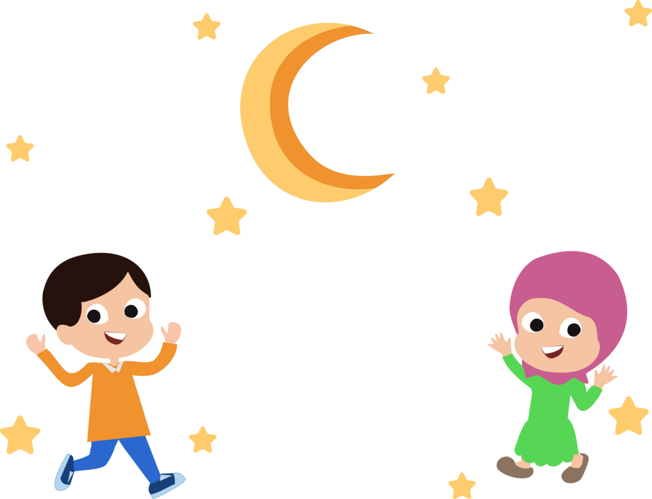 cute kid muslim with ramadan kareem greeting background png