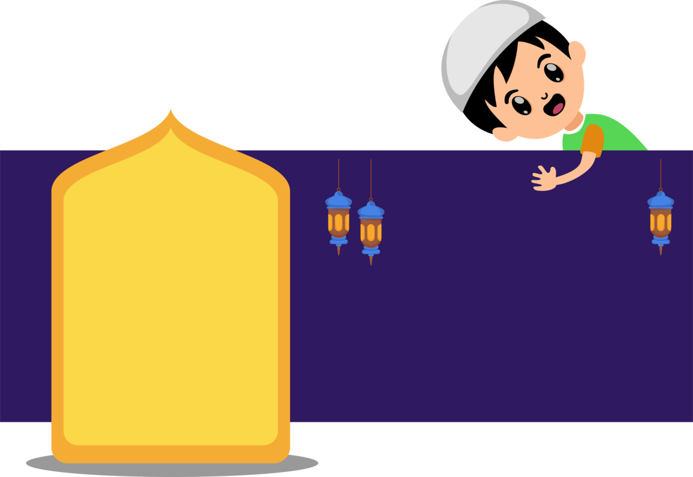 ramadhan kareem background with kid cute character muslim png