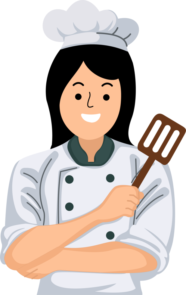 sourire femme chef mascotte logo png