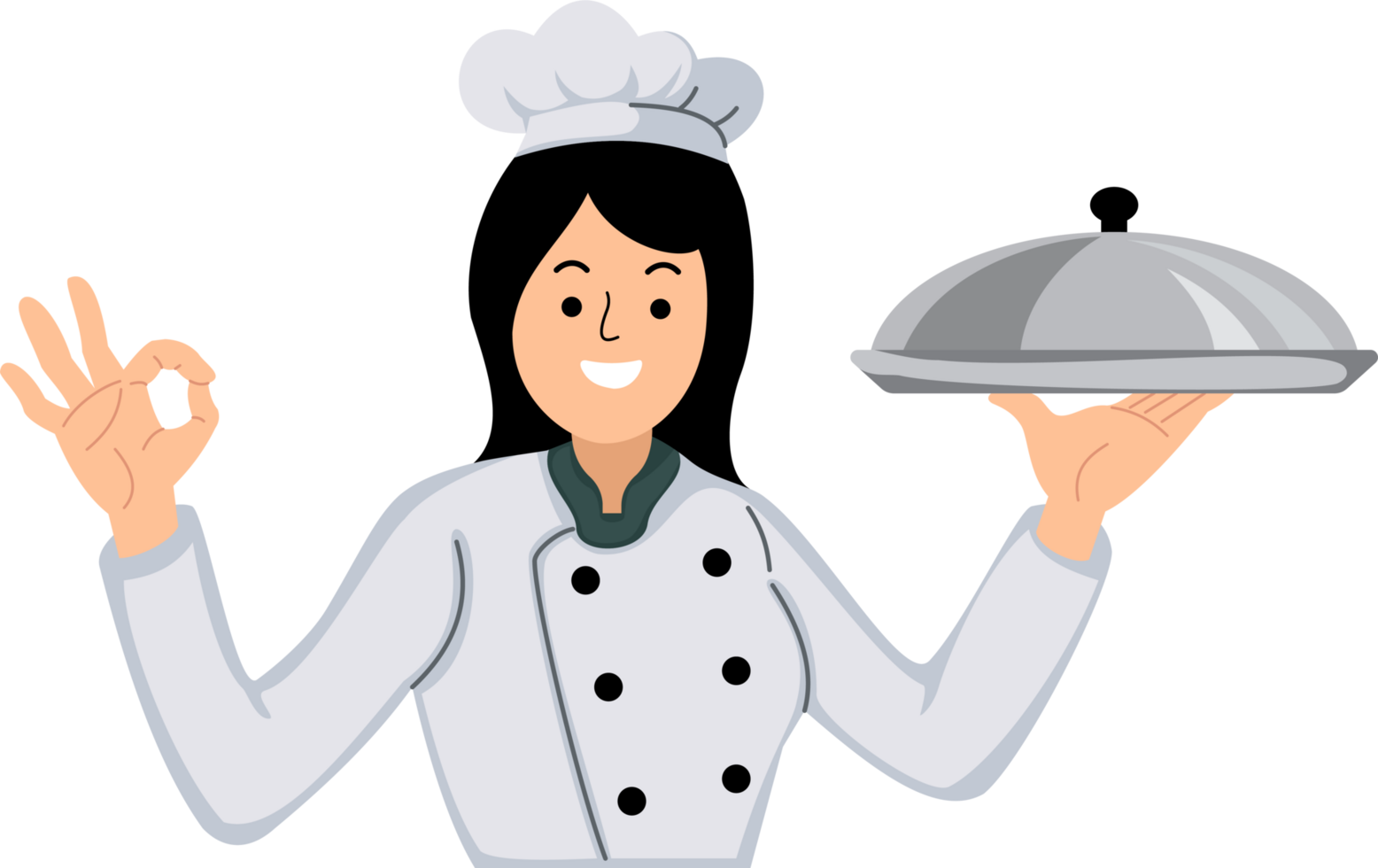 Happy woman chef logo or A Woman Chef cooks making delicious food mascot logo png