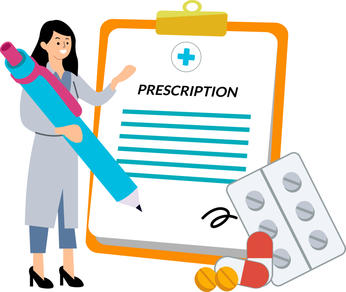 doctor read patients records and prescribe treatment png