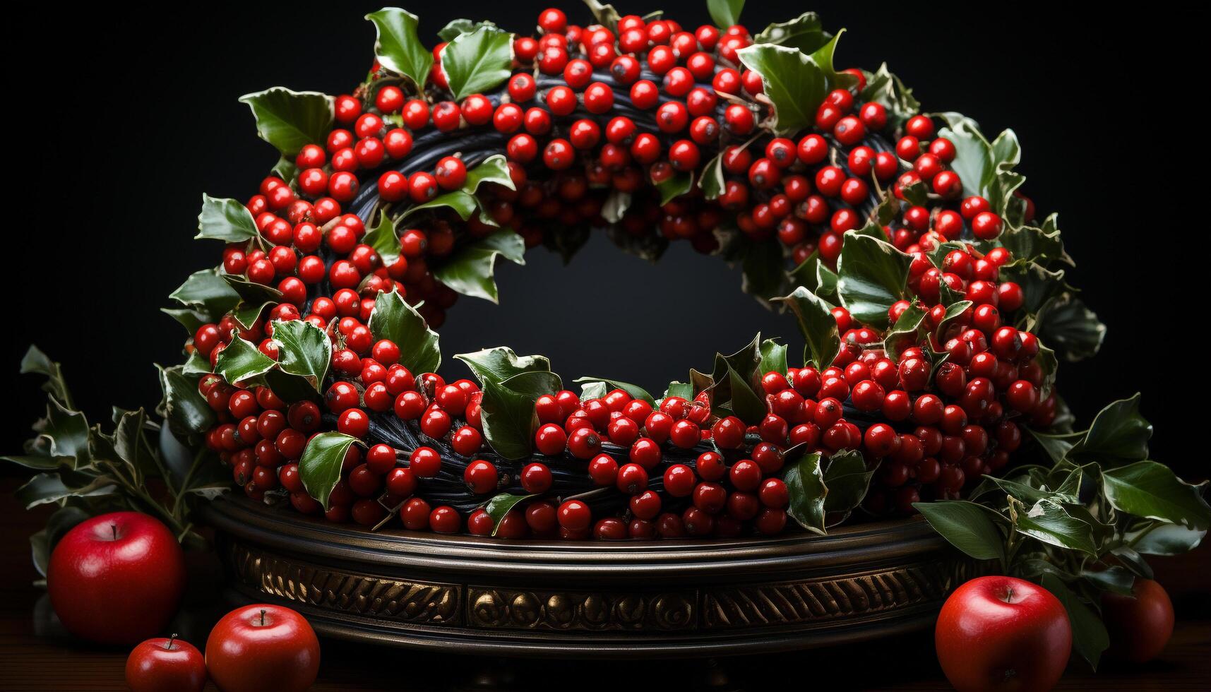 AI generated Fresh fruit and berries decorate the table, celebrating nature bounty generated by AI photo
