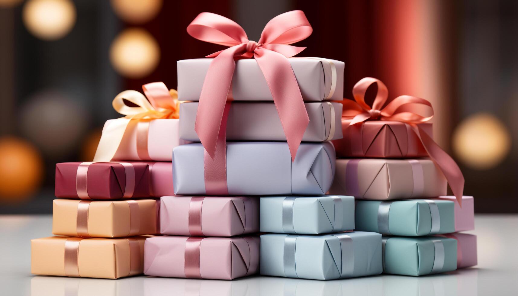 AI generated A festive celebration with colorful gift boxes and decorations generated by AI photo