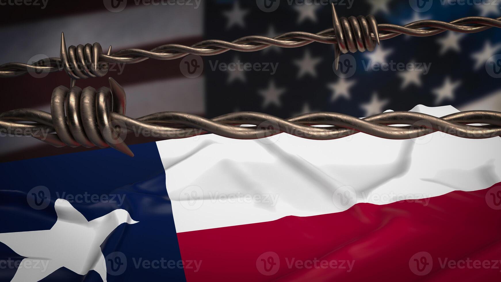 The Texas flag on united stage of America Background 3d rendering. photo