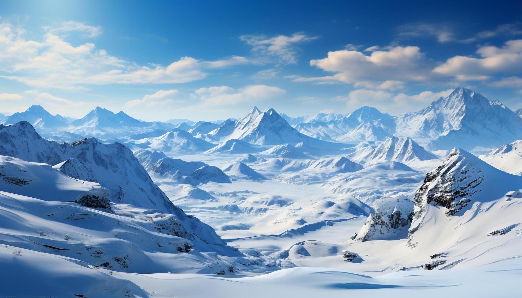 ai generado majestuoso montaña rango, congelado cima, tranquilo naturaleza, aventurero excursionismo generado por ai foto