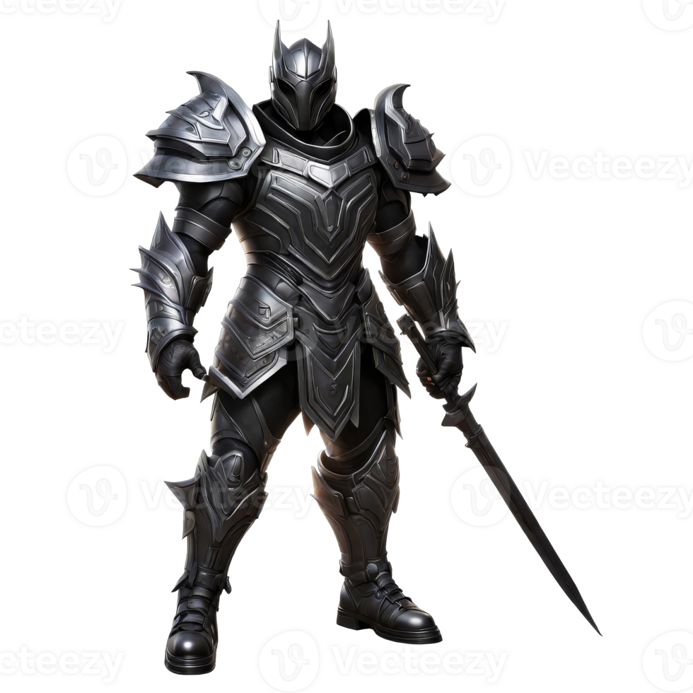 AI generated a black knight with a sword and armor png