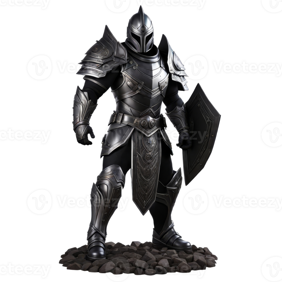 AI generated a black knight with a sword and armor png