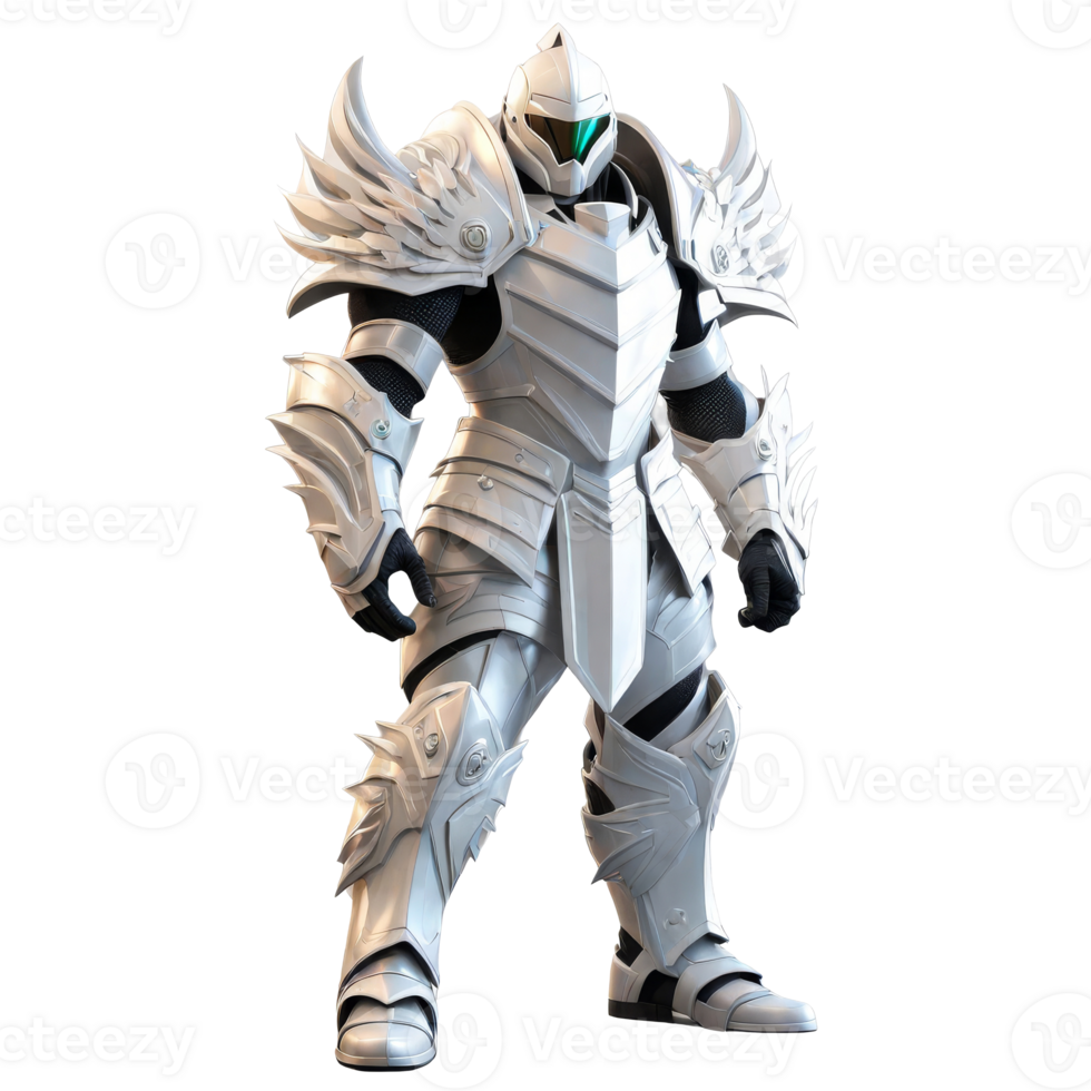 AI generated a white knight with armor and wings png