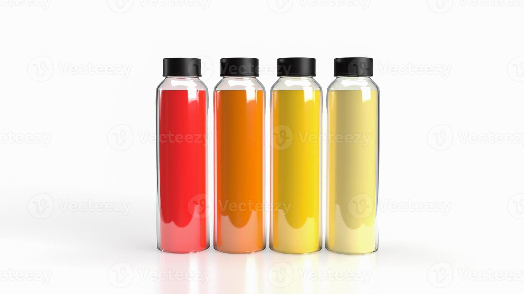 The juice in bottles glass png for drink concept 3d rendering. photo