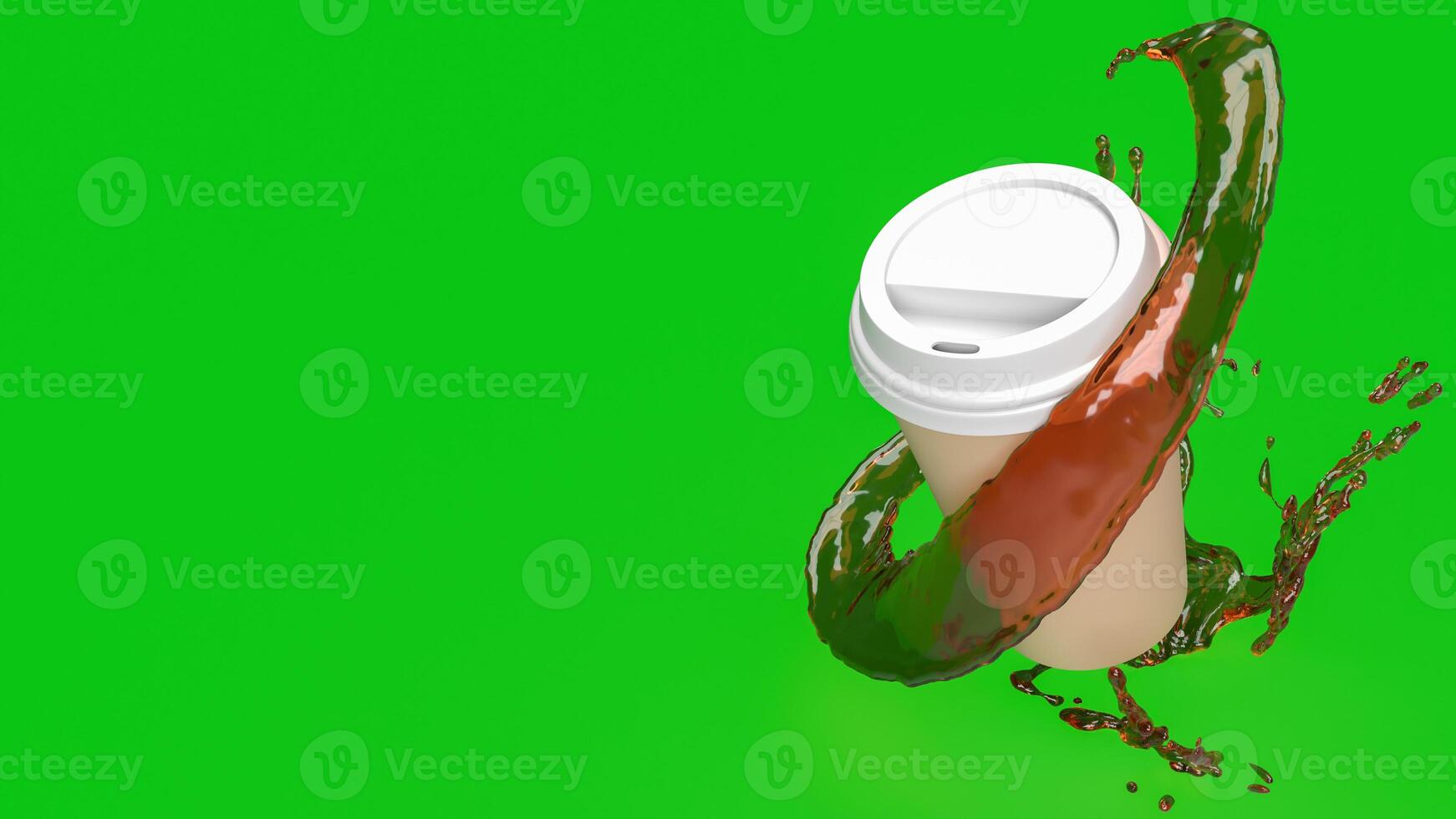 Coffee cup on Green Background for hot drink concept 3d rendering. photo