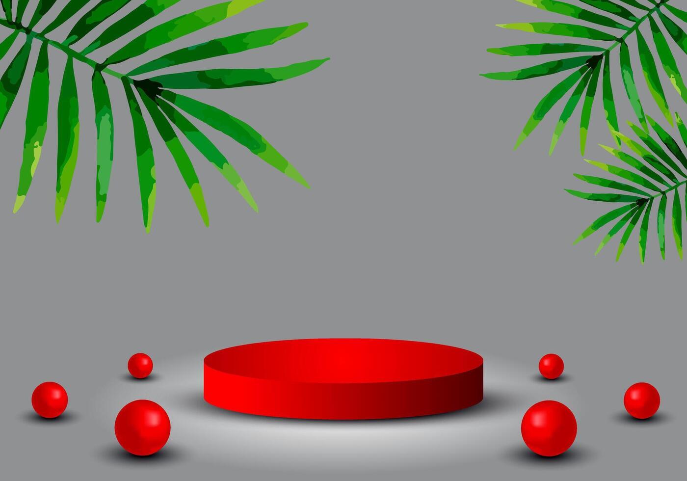 3d background product showing podium scene with leaves. vector rendering of 3d background with podium.