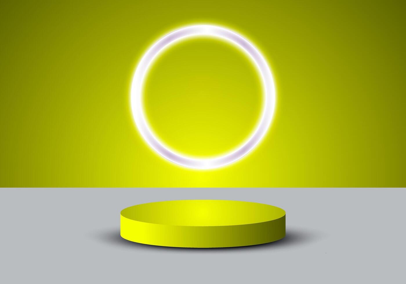 3D cylindrical pedestal podium with glowing circle background. Minimal scene for product stage exhibition, promotional display. vector