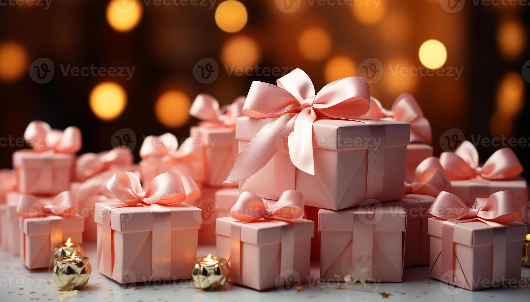 AI generated A bright gift box wrapped in shiny yellow wrapping paper generated by AI photo