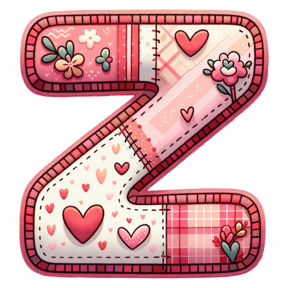 AI generated Patchwork Heart Design Letter Z. png