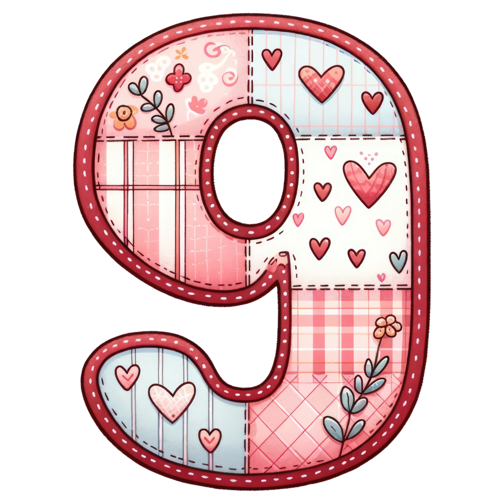 AI generated Patchwork Heart Design Number Nine. png