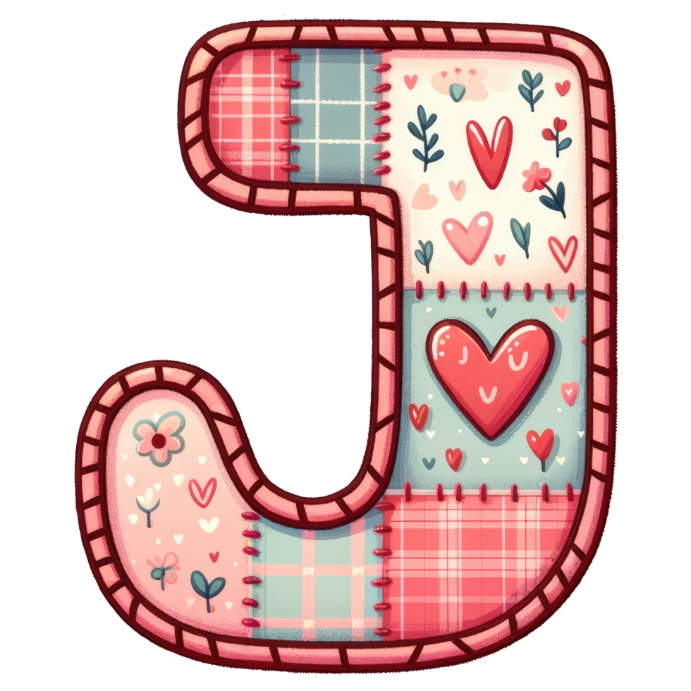 AI generated Patchwork Heart Design Letter J. png