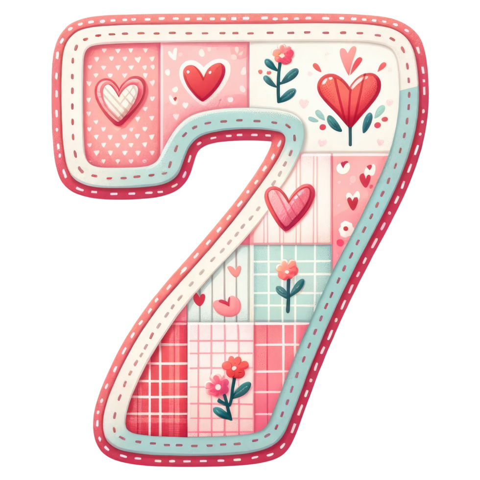 AI generated Patchwork Heart Design Number Seven. png
