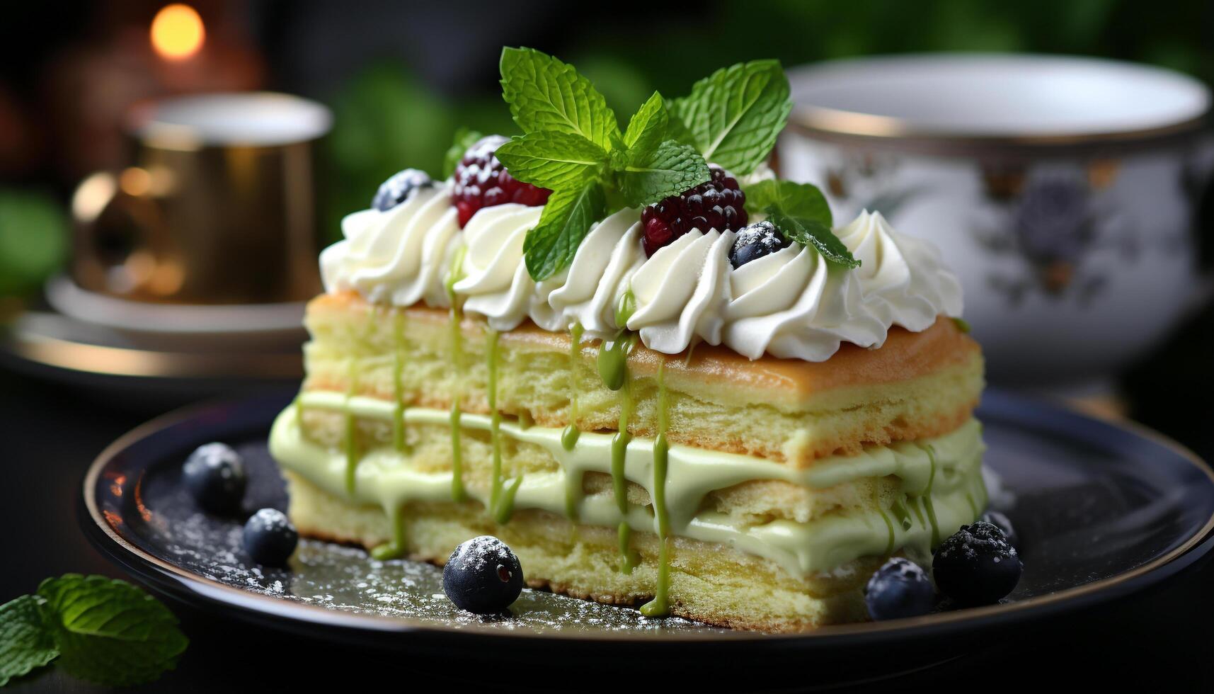 ai generado hecho en casa baya tarta de queso con Fresco Fruta y azotado crema generado por ai foto