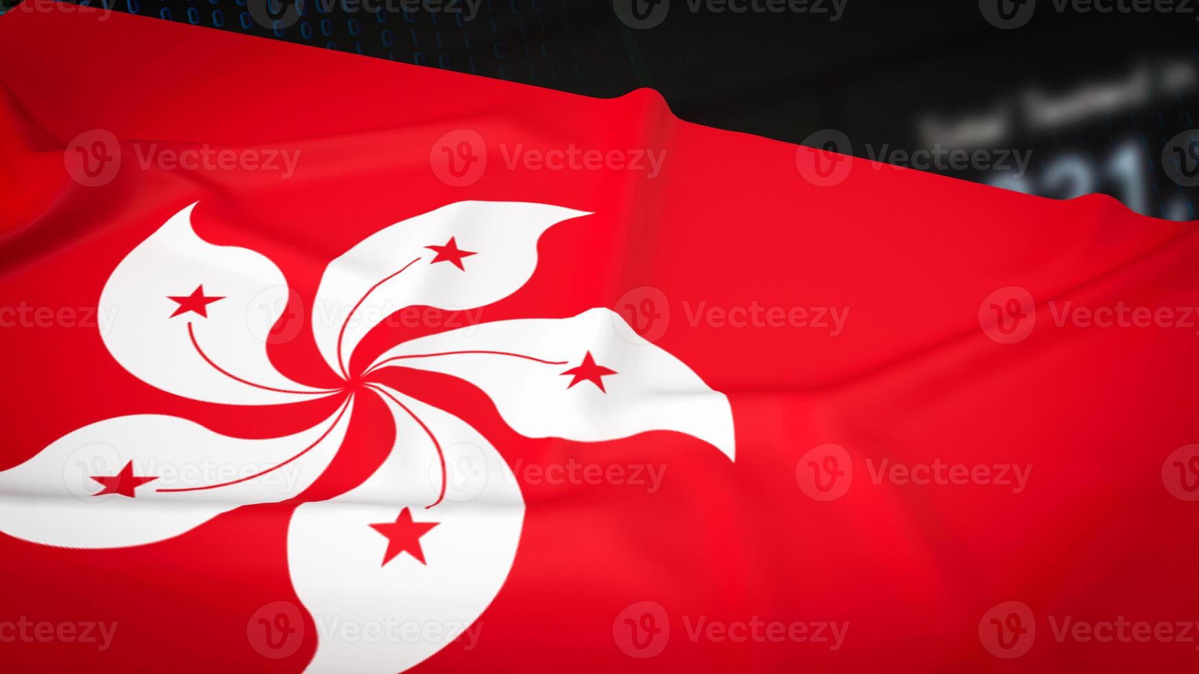 The Hong Kong flag for Business or geopolitical  concept 3d rendering. photo