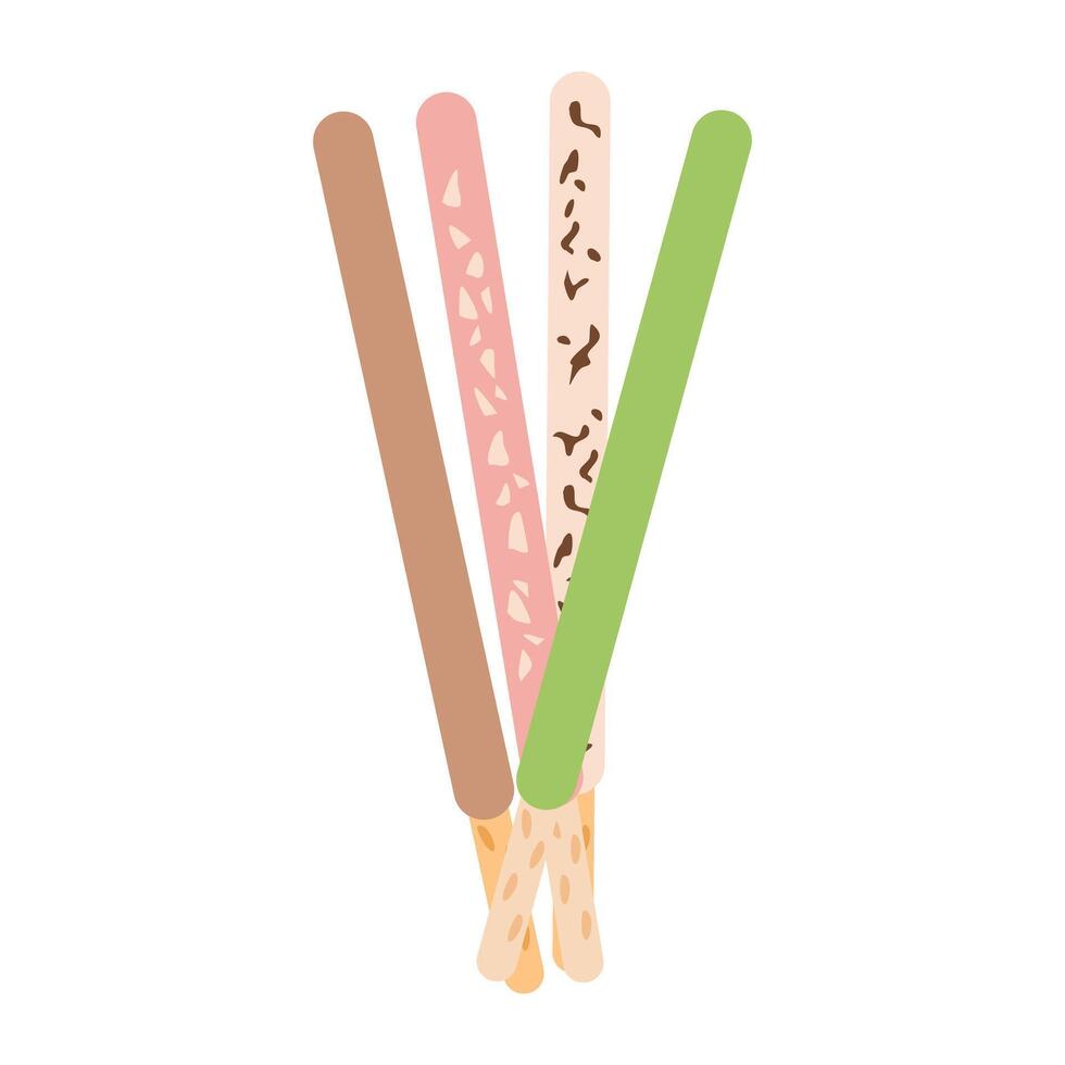 sur Corea meriendas chocolate palos pepero ilustración vector