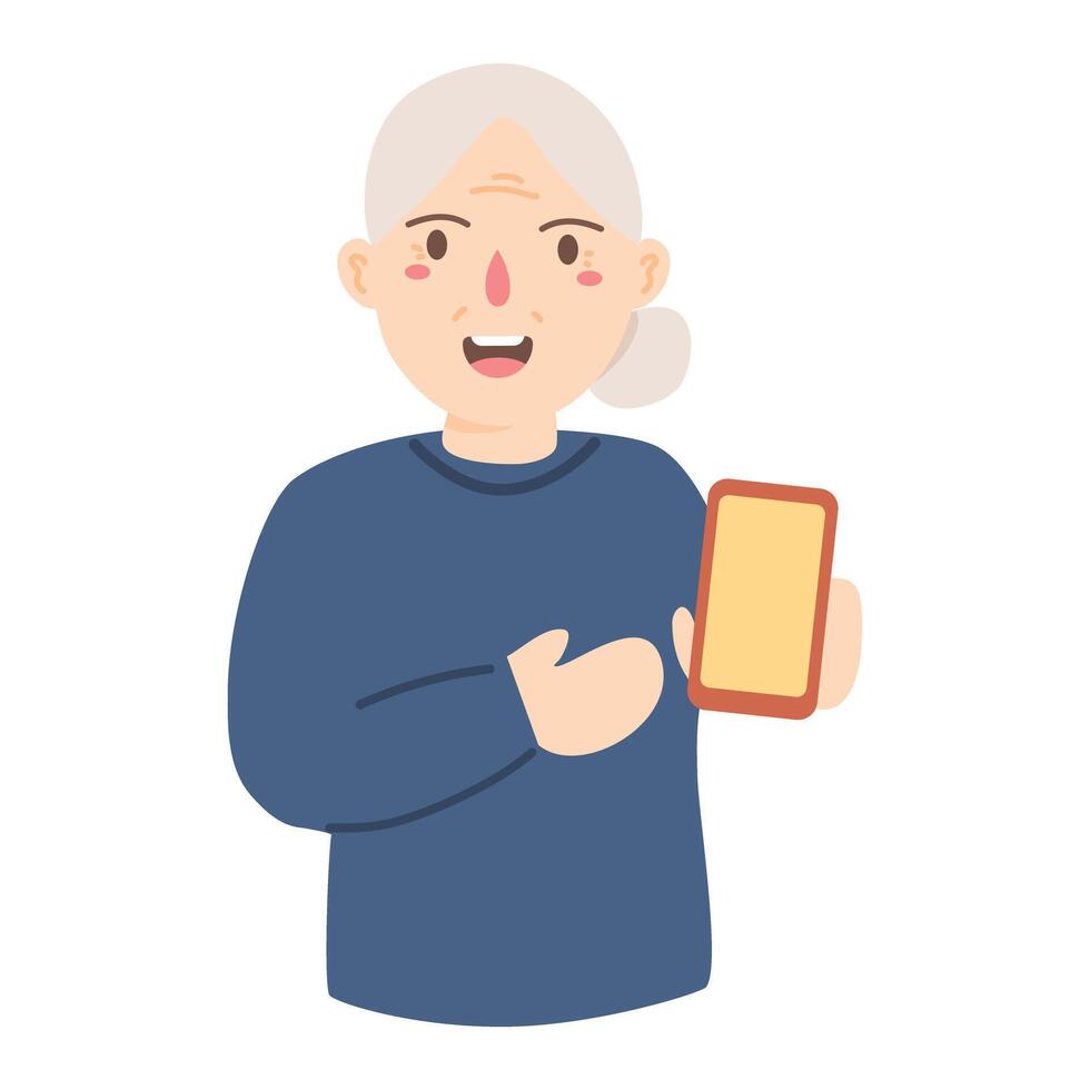 abuela participación un móvil teléfono vector