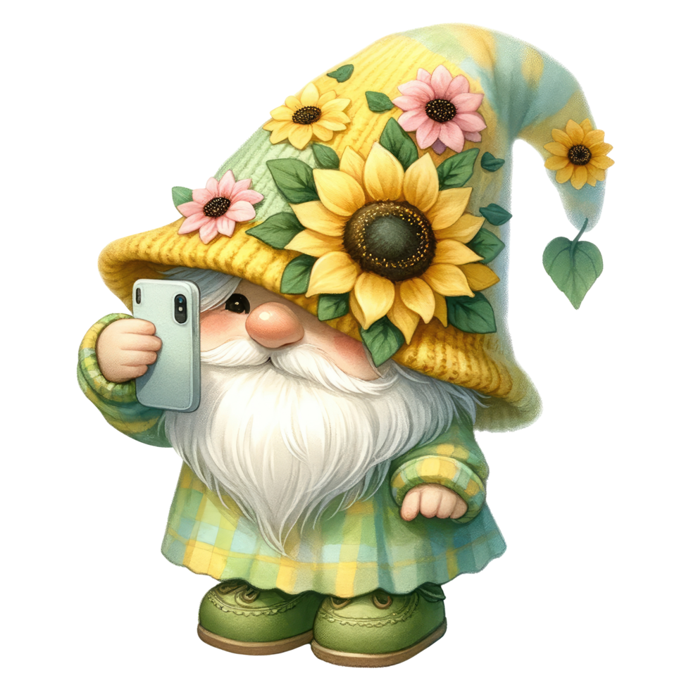 AI generated Sunflower Gnome Theme. png