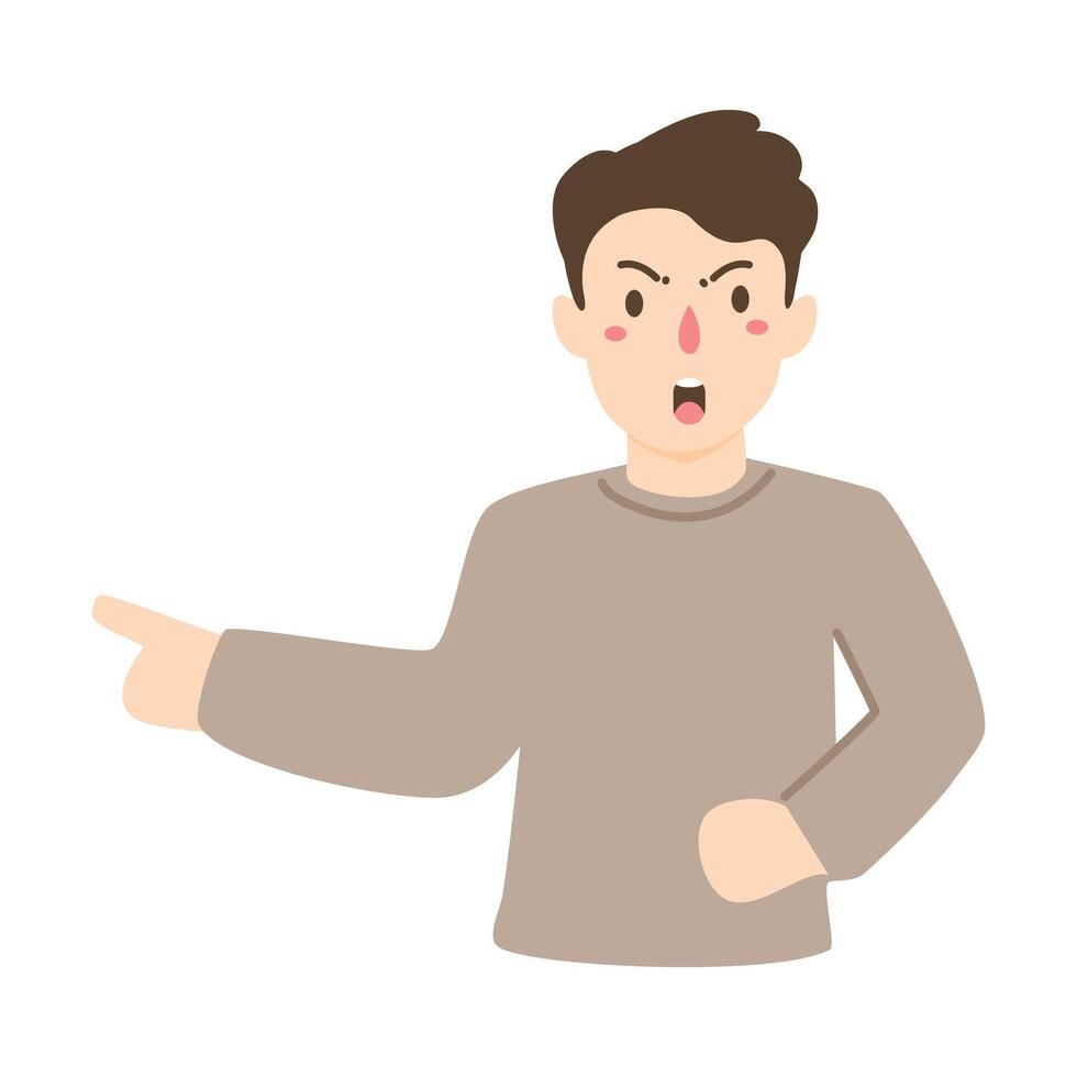 Angry Man Pointing at Something vector