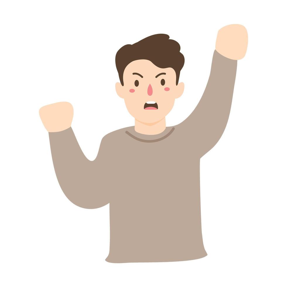 frustrated angry with aggressive expression illustration vector
