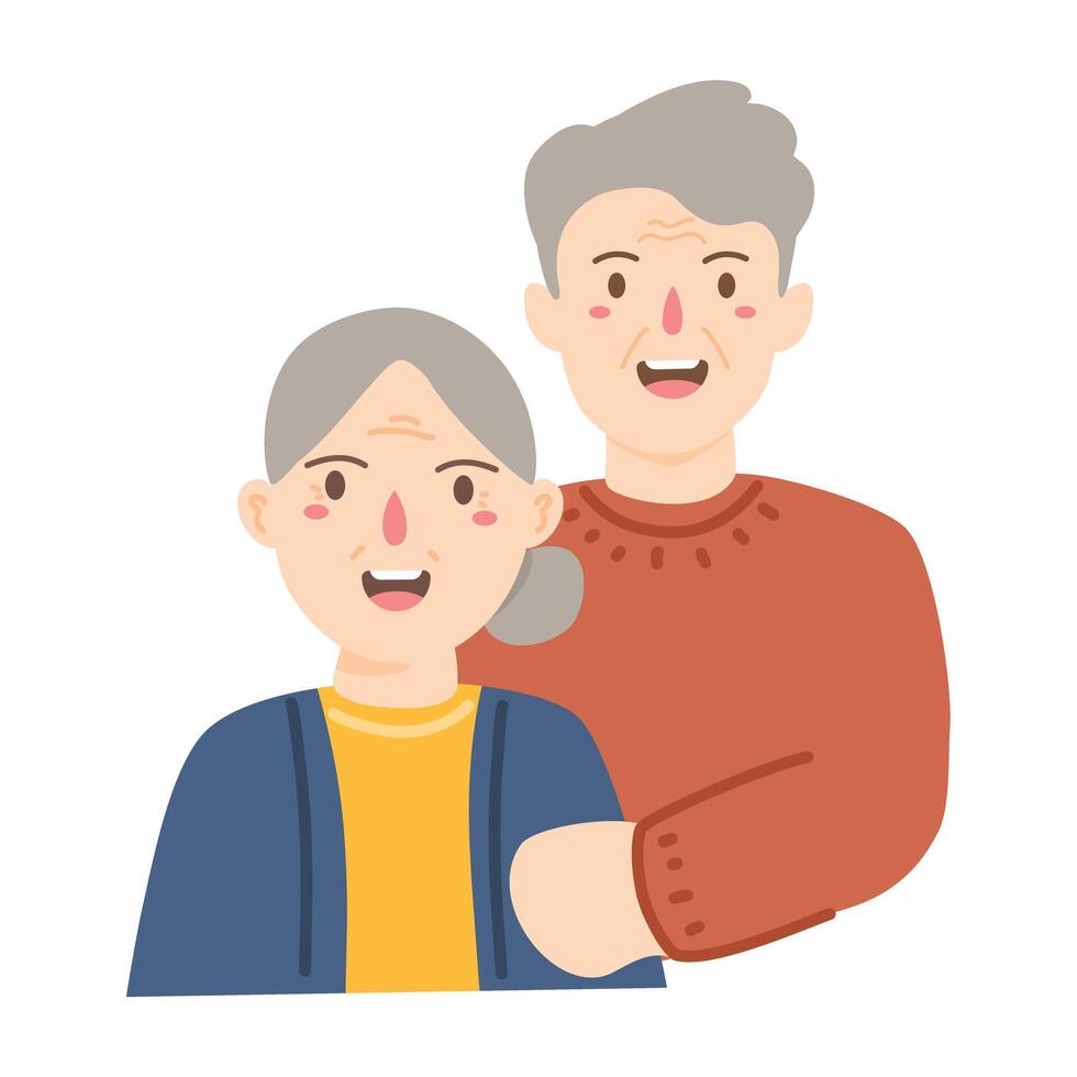 elderly man and woman smiling and greeting vector