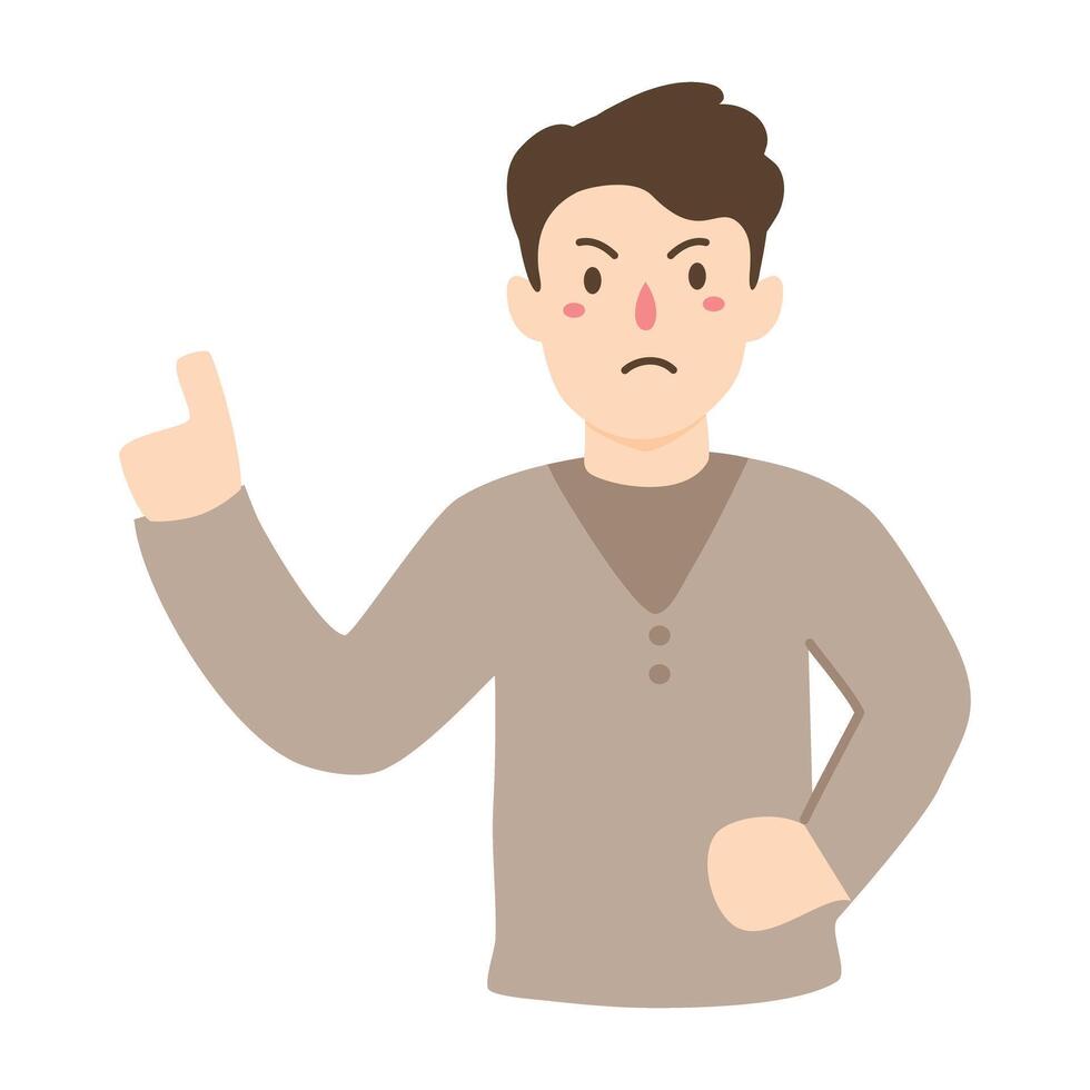 man feeling angry mood illustration vector