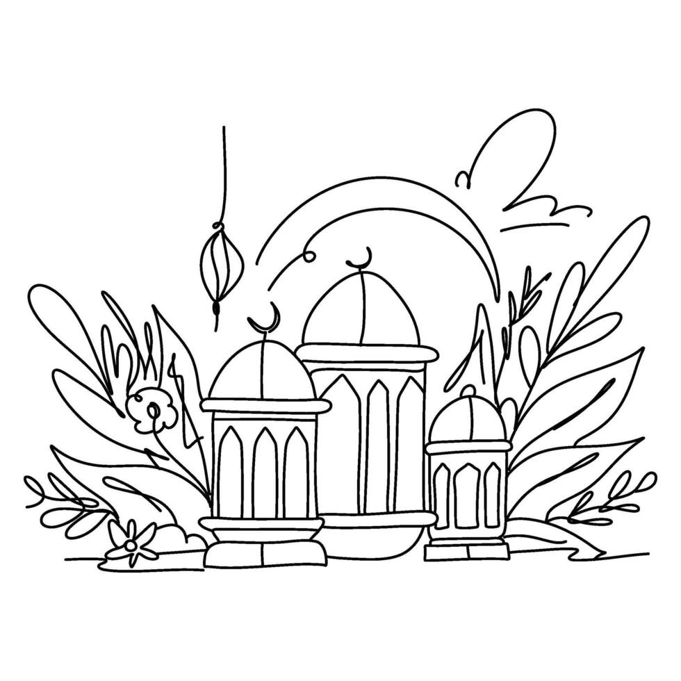 Hand drawn Ramadan Lanterns, Unique Flat Illustration Doodle for Greeting Cards vector
