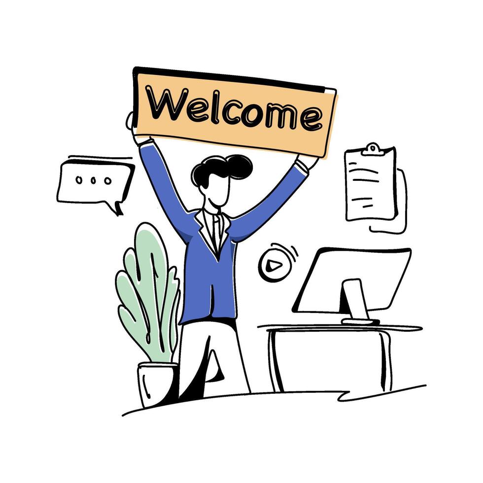 Modern Business Welcome flat illustration for landing page design vector