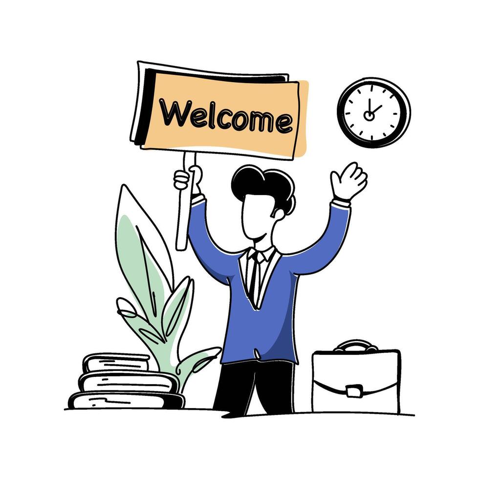 Modern Business Welcome flat illustration for landing page design vector