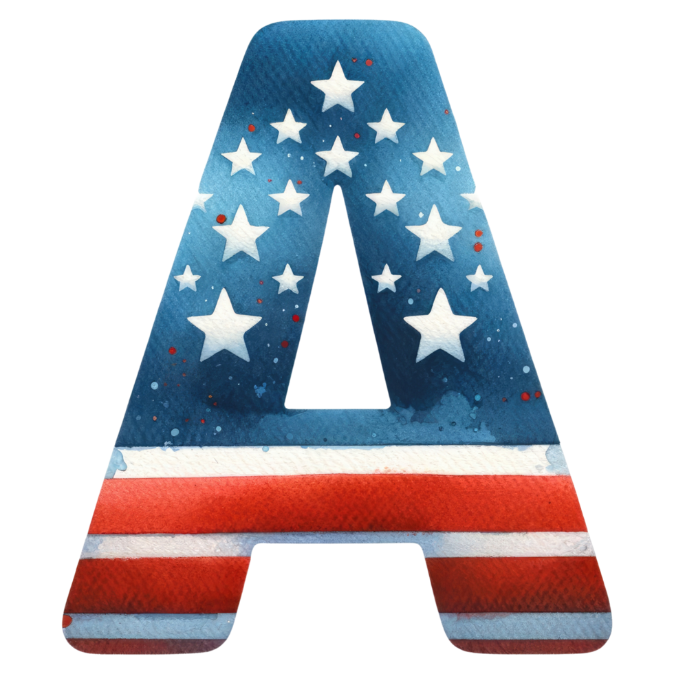 AI generated Watercolor American Flag Letter A. png