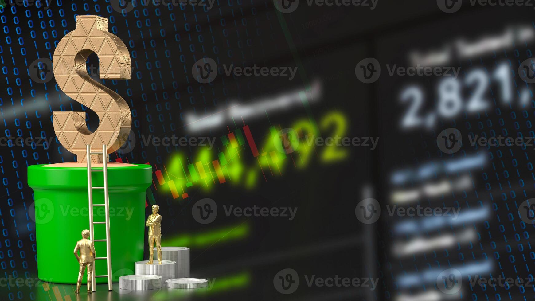 The Dollar icon in plant for Business concept 3d rendering. photo